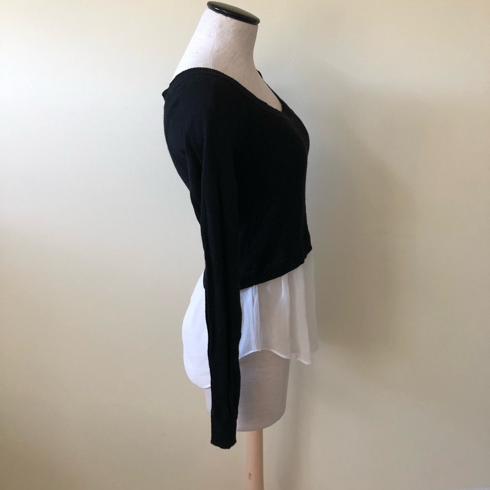 Aqua black half sweater over white top - Picture 3 of 6